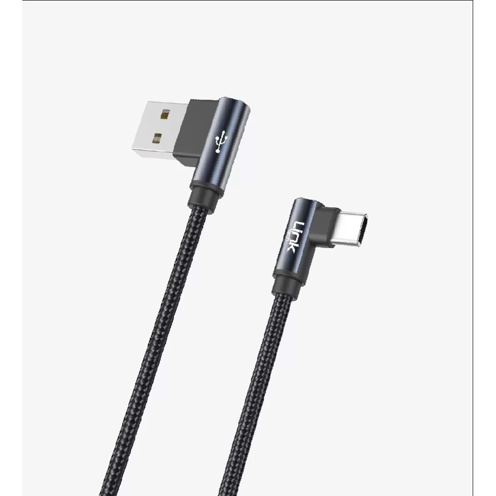 Linktech LCA-K594 90° Metal Başlıklı Type-C Şarj Kablosu