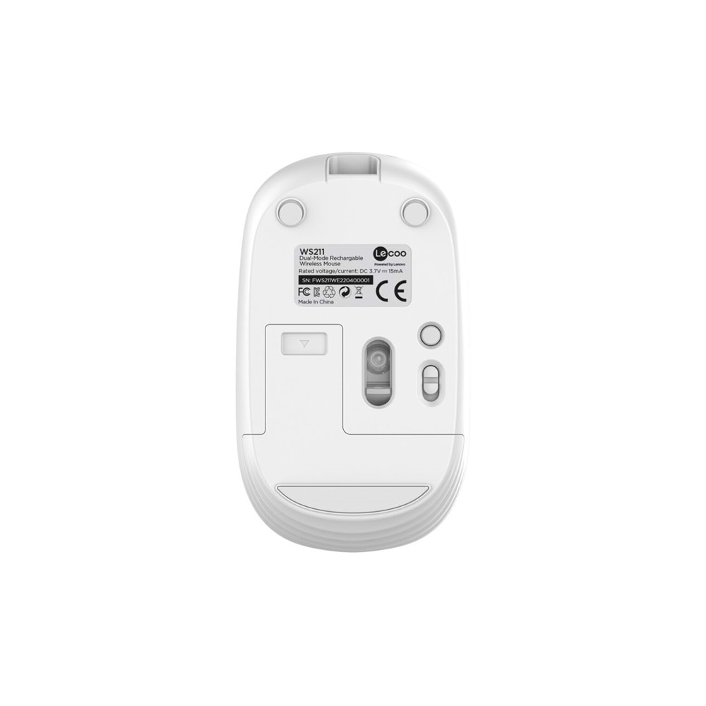 Lenovo Lecoo WS211 Şarj Edilebilir . Bluetooth Kablosuz sesiz Mouse Beyaz