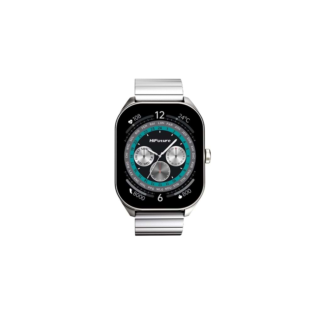 HiFuture Akıllı Saat APEX Bluetooth 5.3 AMOLED Ekran 2.04 inç 52mm Gümüş