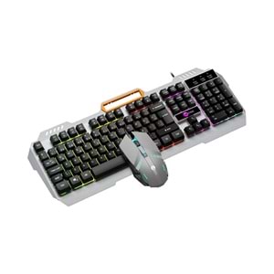 Lecoo CM107 USB Kablolu Rainbow Aydınlatmalı Türkçe Q Oyuncu Klavye & Mouse Seti Siyah
