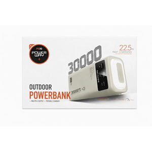 Powerway PD30 30000 mAh Outdoor Powerbank – 22.5W Hızlı Şarj, Power Lamp, Çoklu Çıkışlı Taşınabilir Şarj Cihazı KREM RENGİ