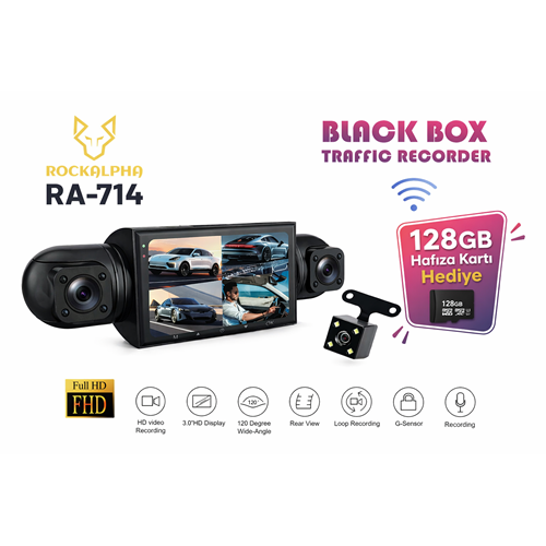 ROCKALPHA RA-714 4 KAMERALI ARAÇ KAYIT KAMERASI 128GB SD KART HEDİYE