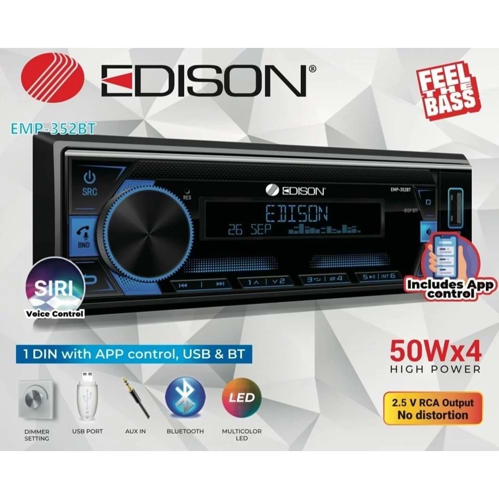 Edison Emp-352BT 4×50W Oto Teyp