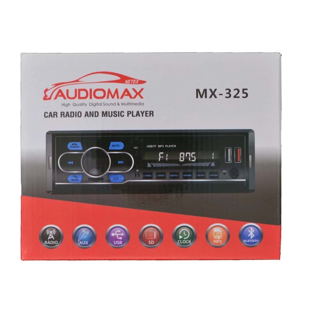 Audiomax Mx-325 7 Renkli 4×50W Mosfet Çıkışlı Oto Teyp