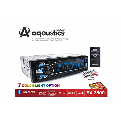 Aquostics Sx-3800 Pioneer Kumandalı Çift Usb'li 7 Renkli Oto Teyp