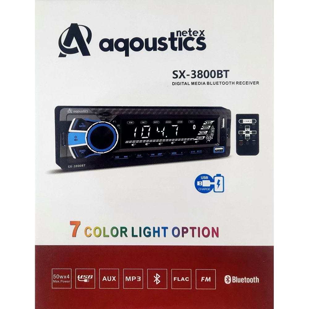 Aqoustics Pioneer Kumandalı Çift Usb'li 7 Renkli Oto Teyp