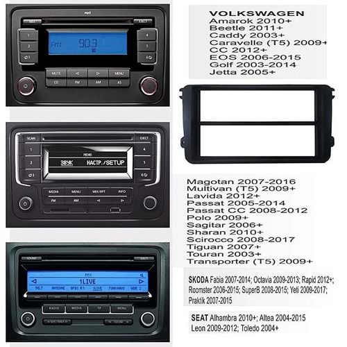 WV Caddy Golf Jetta 7 Inc Dabıl ve Teyp Çerçevesi