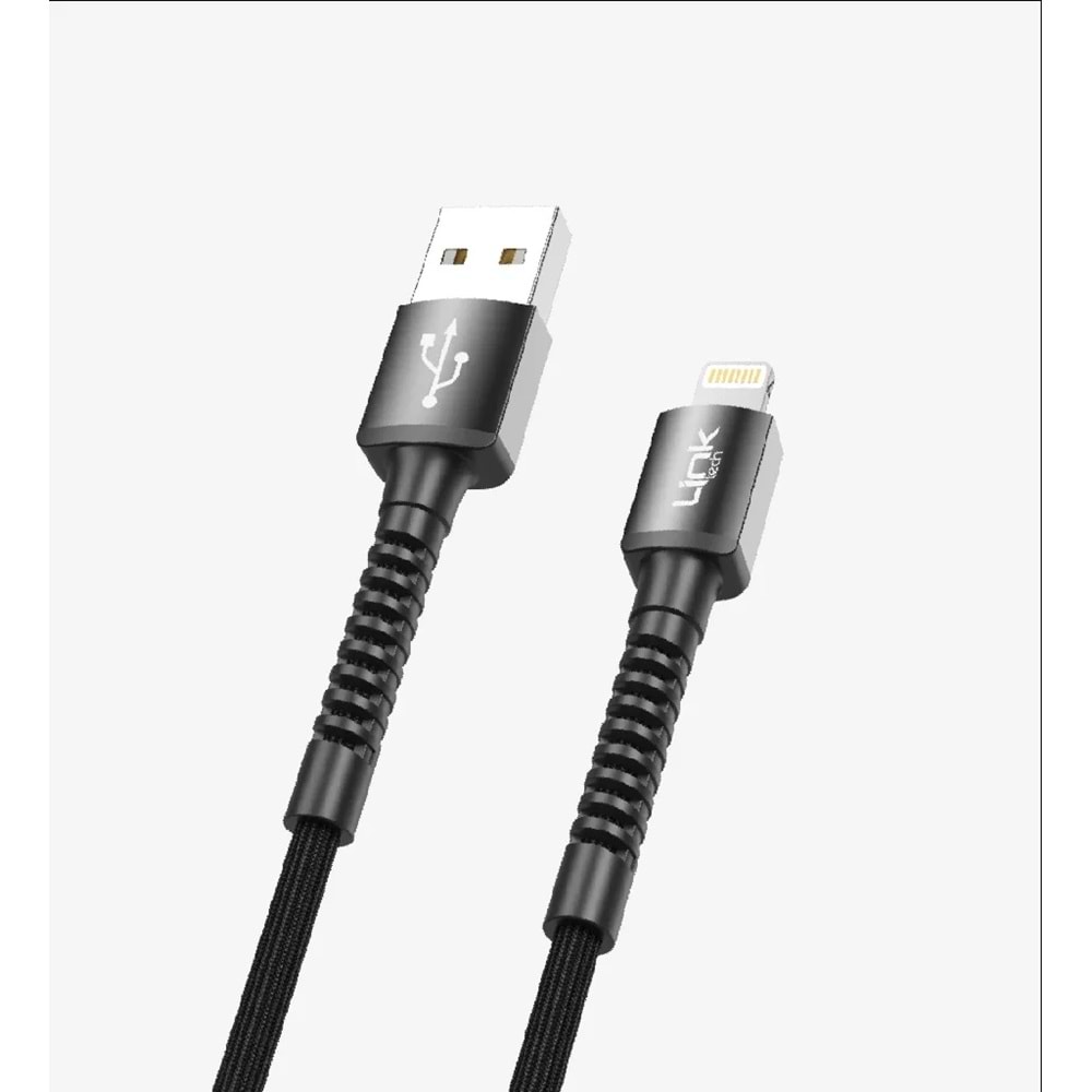 Linktech LCA-K550 3A Metal Başlı Örgülü Iphone Şarj Kablosu