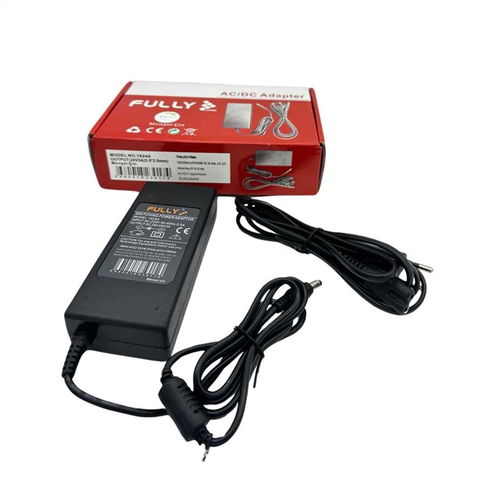 Fully 1624A 24V-2,5A Plastik Kasa 5.5×2.5mm Adaptör