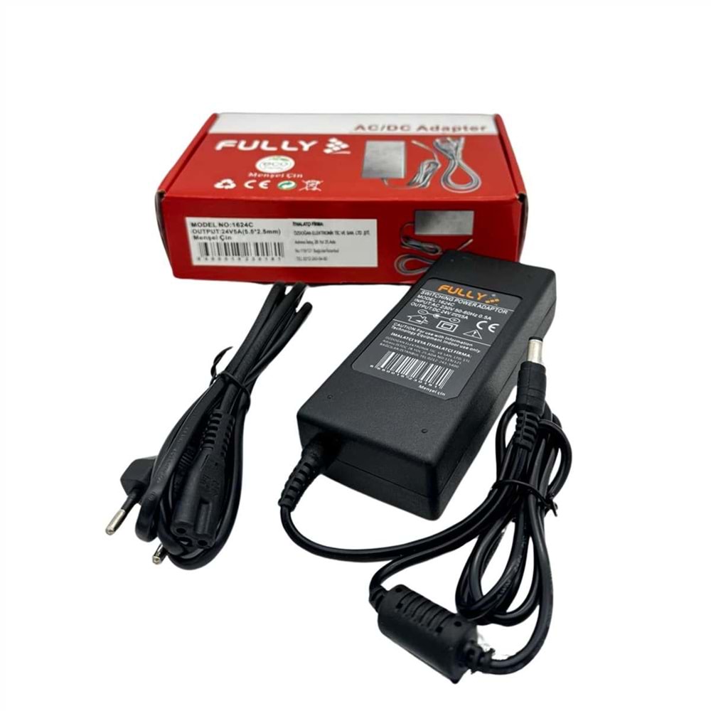Fully 1624C 24V-5A Plastik Kasa 5.5×2.5mm Adaptör