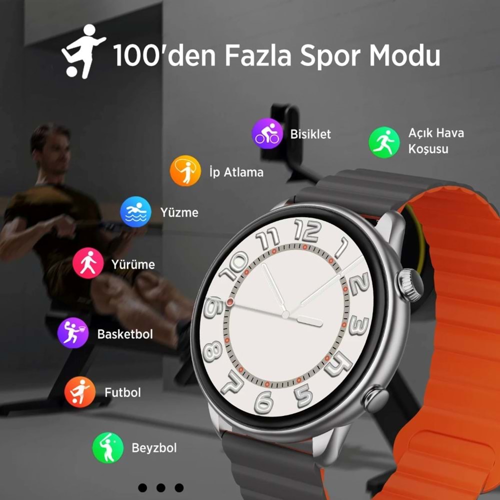 BİX SW02AI 1.43” AMOLED Ekranlı ChatGPT Destekli Akıllı Saat Gri/Turuncu