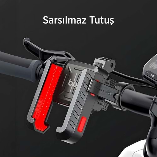 BİX BPH03 Gidon Bağlantılı 360° Derece Motosiklet Bisiklet Telefon Tutucu