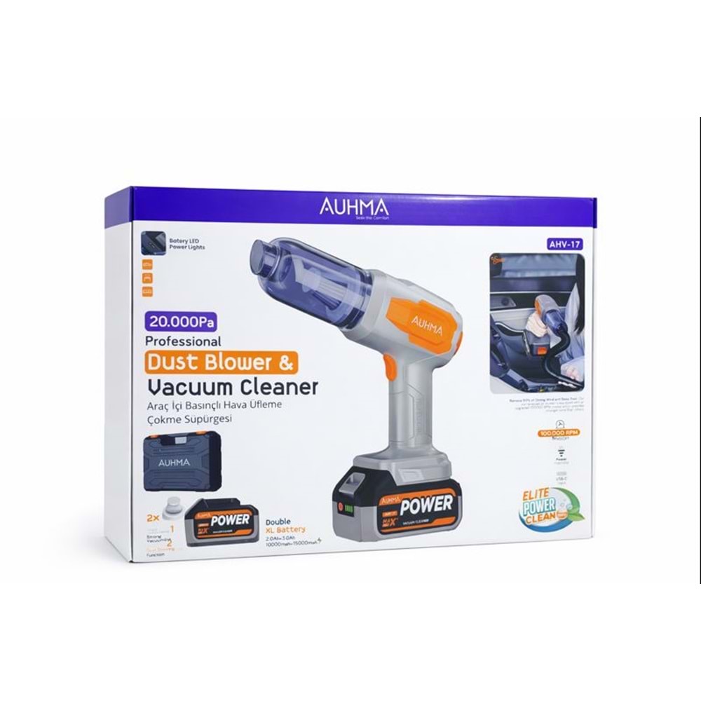 AUHMA AHV-17 Profesyonel Şarjlı Toz Üfleyici & Vakum Süpürge