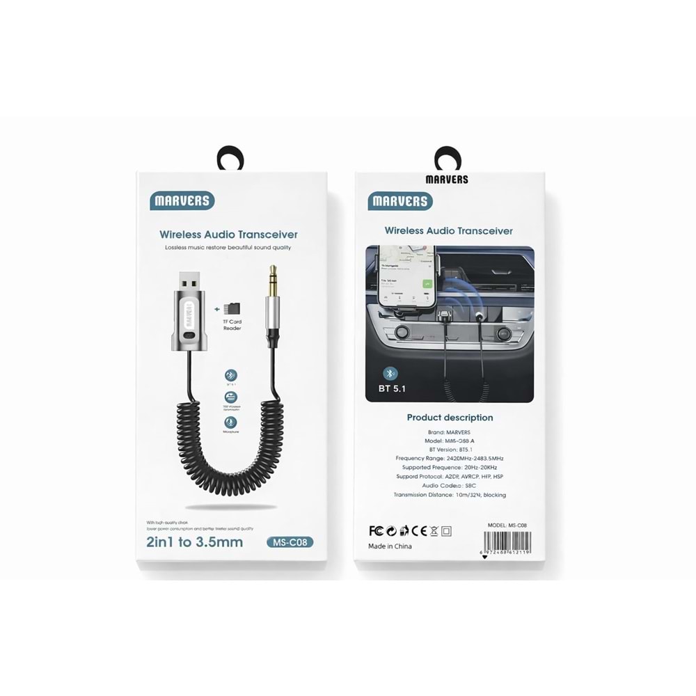 MARVERS MS-C08 BLUETOOTH AUX DÖNÜŞTÜRÜCÜ