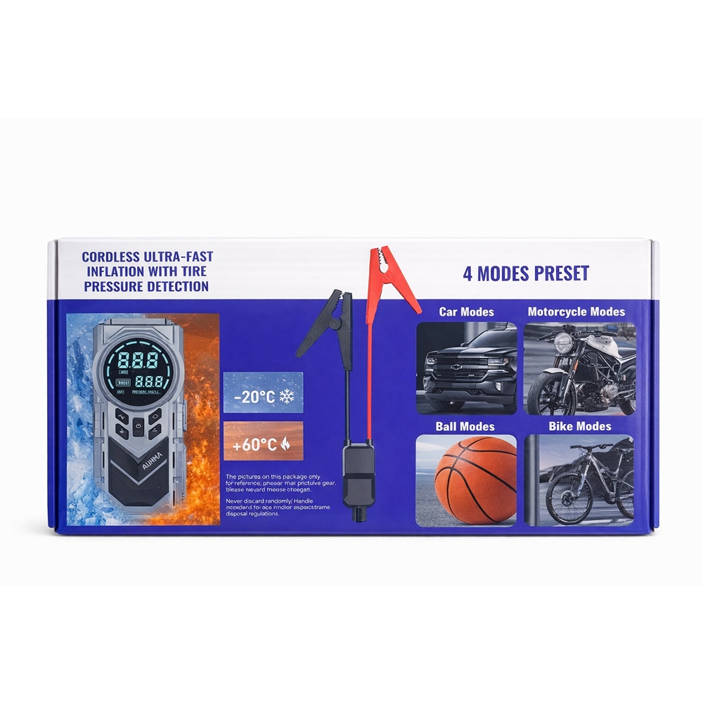 AUHMA A7722 Akü Takviye, Kompresör, Powerbank Taşınabilir Pompa jump Starter & Air Pump