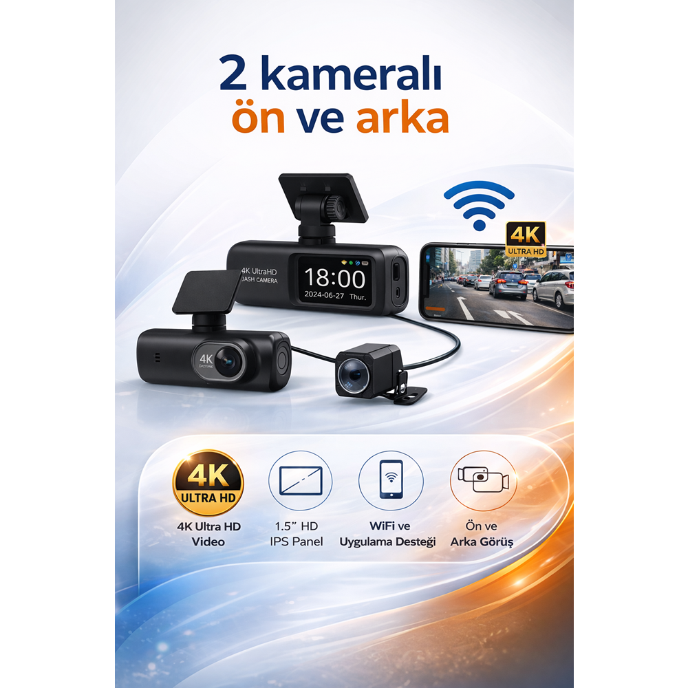 CARBOON V22 4K 2 KAMERALI ARAÇ KAYIT KAMERASI
