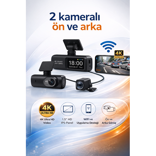 CARBOON V22 4K 2 KAMERALI ARAÇ KAYIT KAMERASI