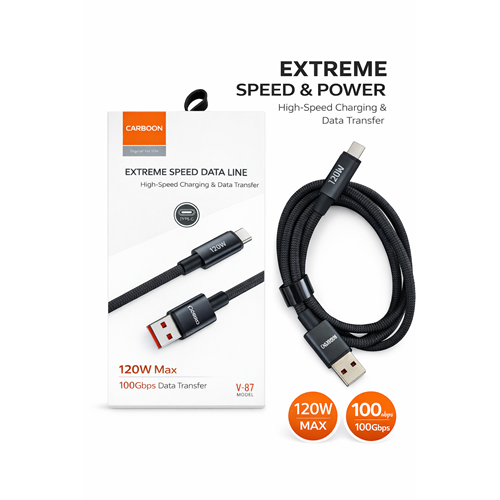 CARBOON V-87 TYPE-C TELEFON ULTRA HIZLI ŞARJ KABLOSU 120W