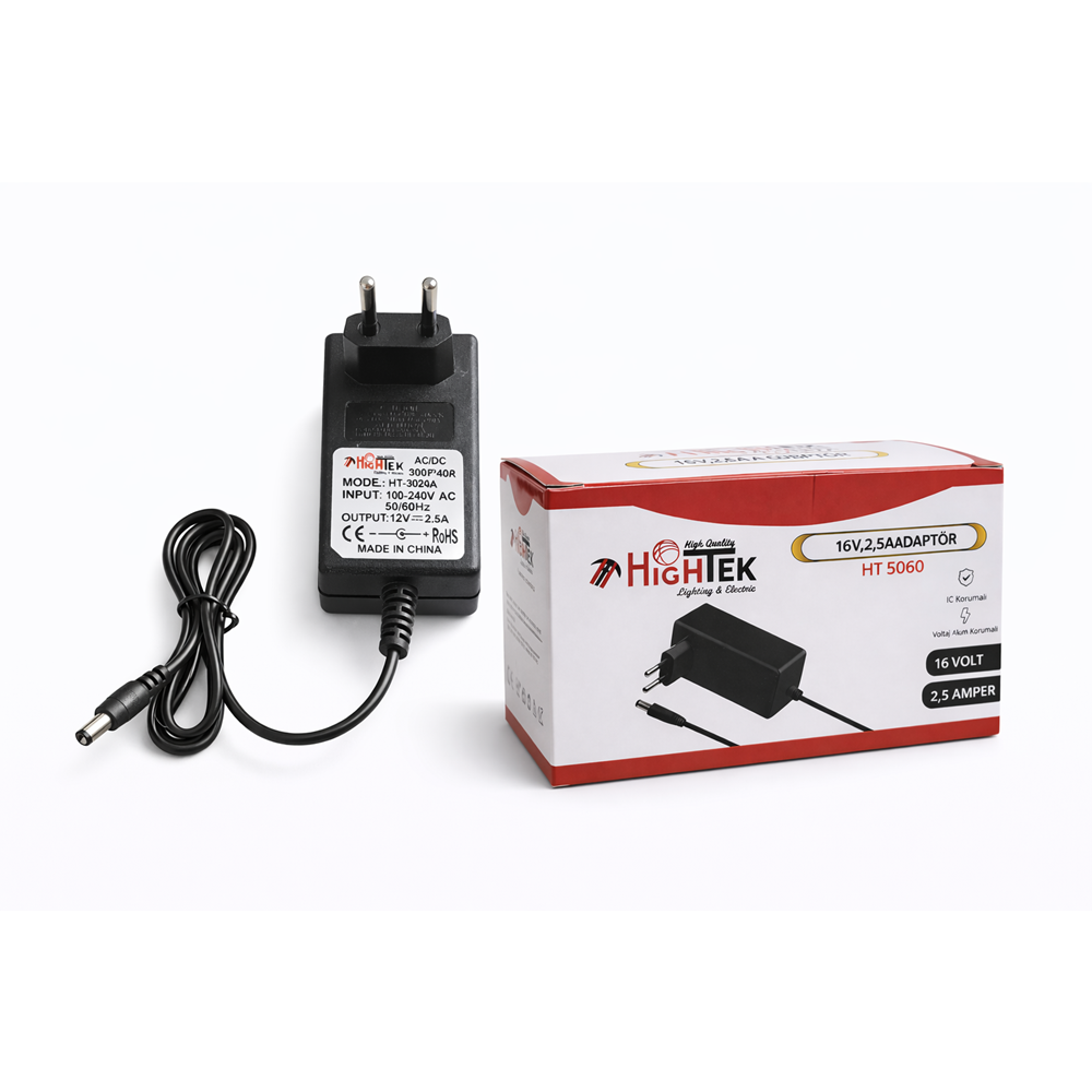 HİGHTEK HT-5060 16V 2,5A 5,5X2,5 UÇ PLASTİK KASA ADAPTÖR